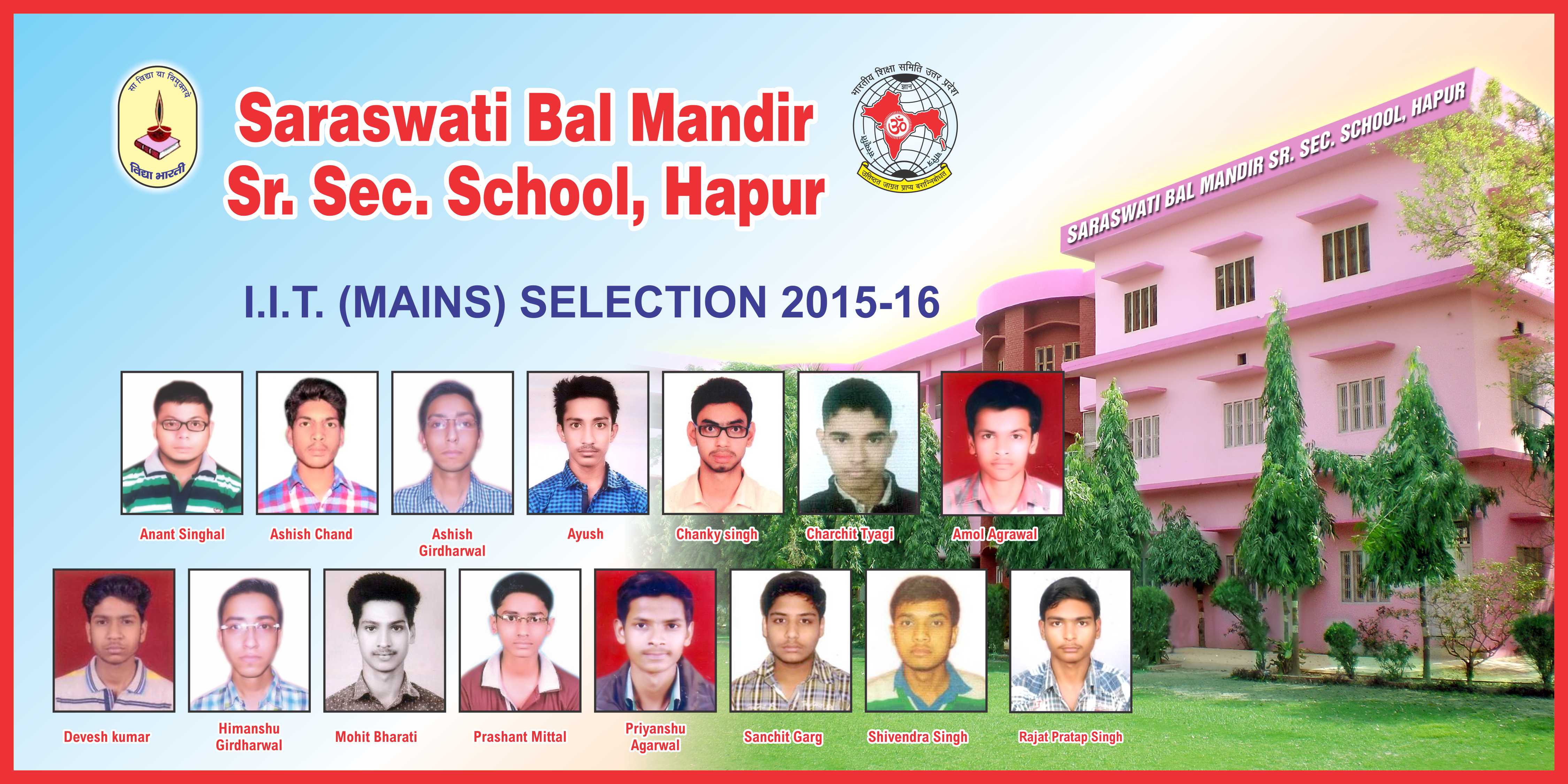 IIT Mains Selection 2015-16