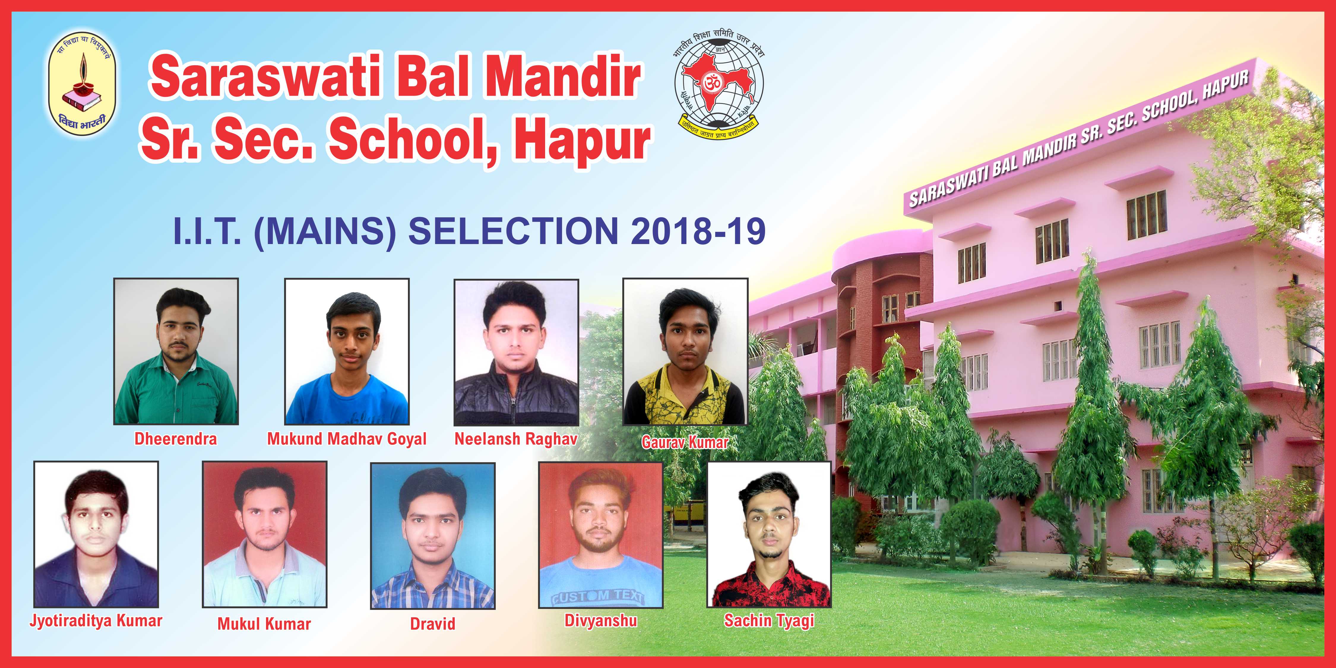 IIT Mains Selection 2018-19